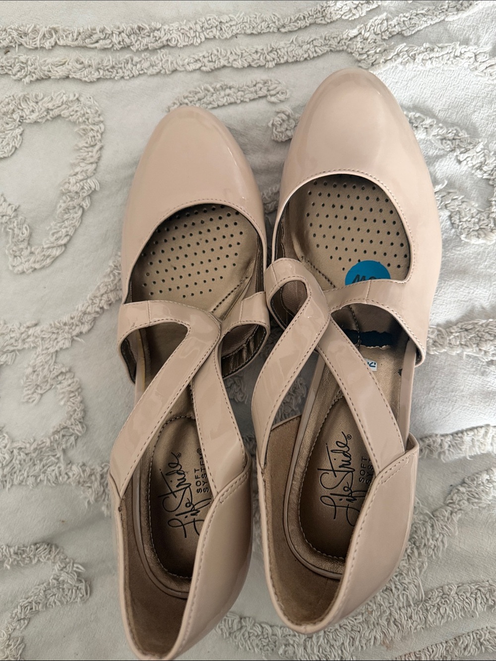 Life Stride Blush Patent Cross-Strap Flats